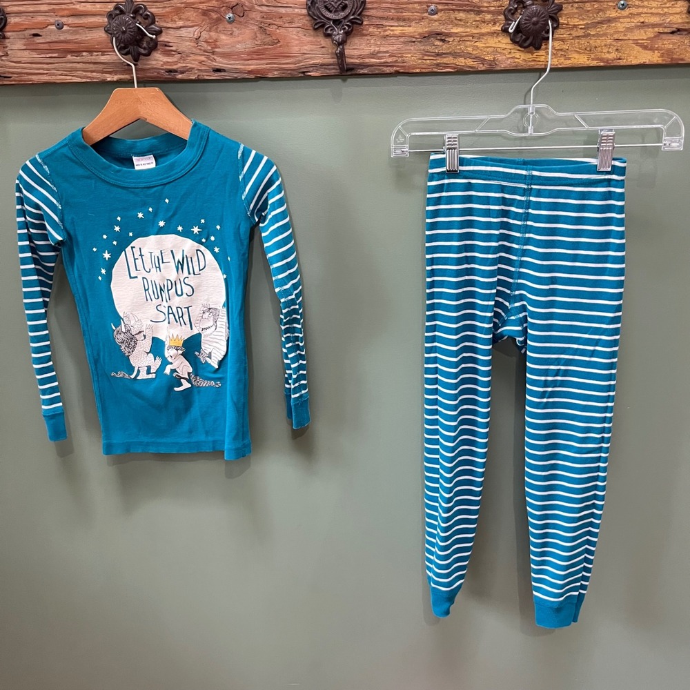 Hanna Andersson Where the Wild Things Are Pajamas Teal Blue Kids 120 US 6-7